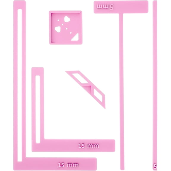 6PCS Book Binding Tool, Easy Scrapbooking Tools Kit for Starter, L Ruler + T Ruler + I Ruler + Corner Miter + Eyelet Guiding for Journal, Notebook, DIY Projects, Scrapbooking Bookbinding (Pink)