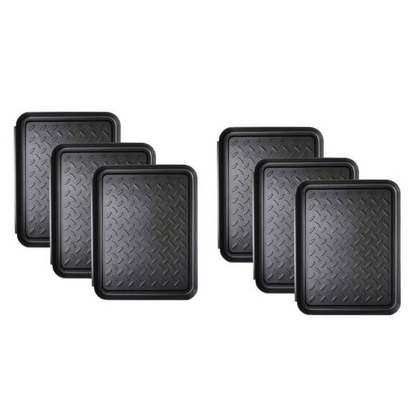 6PCS Boot Tray Heavy Duty Shoe Mat Trays,Storage Tray,Dog Bowl or Bowl Mats Trap Mud to Protect Floor 13.7X10.8 Inch