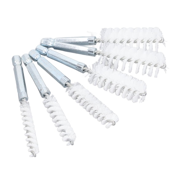 6PCS Bore Brush, 4in Rust Proof Twisted Wire Cleaning Brush with 1/4in Hex Shank for Electric Drill Impact Driver for Power Drill Cleaning Impact Driver Nylon White