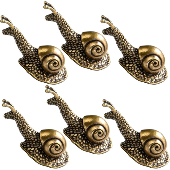 6PCS Brass Snail Figurines, Retro Copper Snail Statue Decor, Vintage Whimsical Decor for Desktop Decor Garden Tea Pet