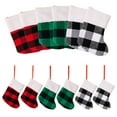 thumbnail image 1 of 6PCS Buffalo Plaid Mini Mitten Christmas Stockings, Festive Holiday Decor for Tree, Wreath, Mantle - Seasonal Xmas Stocking Ornaments, 1 of 9