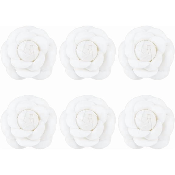 6PCS Camellia Pin Brooch 5/6/6.3cm Fabric Flower Brooch Pins Vintage Flower Brooch Pin Artificial Flowers Brooches for Bowler Hat Scarf Suits Bridal Dress Accessories Jewelry Gift diy