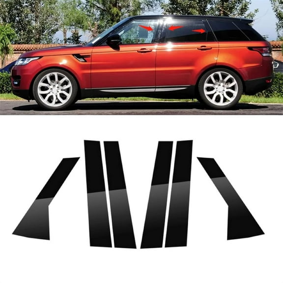 6PCS Car Black Pillar Posts Covers Door Trim For Range Rover Sport 2014-2022