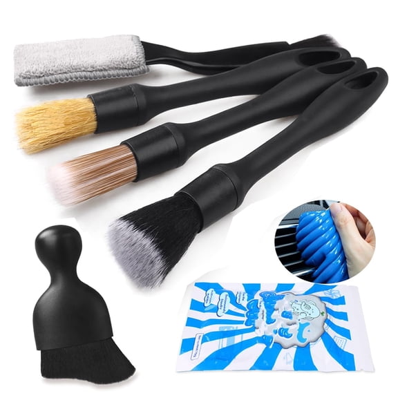 6PCS Car Detailing Brush Set, Ultra Soft Boars Hair Car Interior Detailing Brushes, Car Interior Detailing Kit, Car Cleaning Gel Supplies Kit, Car Dust Brush, Car Accessories for Truck, Ruv, Interior