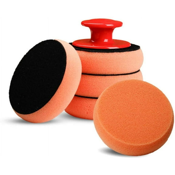 6PCS Car Wax Applicator Pads Kit, Soft Sponge Applicators Foam Waxing Pad with Grip Handle for Car Polishing and Cleaning