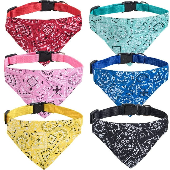 6PCS Cat Bandana Collars with Removable Bow Tie, Collars Adjustable Bandana