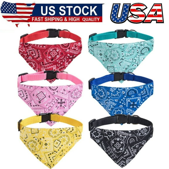 6PCS Cat Bandana Collars with Removable Bow Tie for Cats Puppy Kittens Small Dog