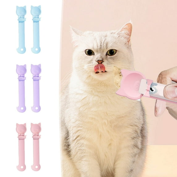 6PCS Cat Treat Spoon Squeeze,Cat Strip Feeder spoon,Easy Feeding Spoon for Licky Treats,Pet Food Spoon for Wet Food, Suitable for Paste Treat(Pink)