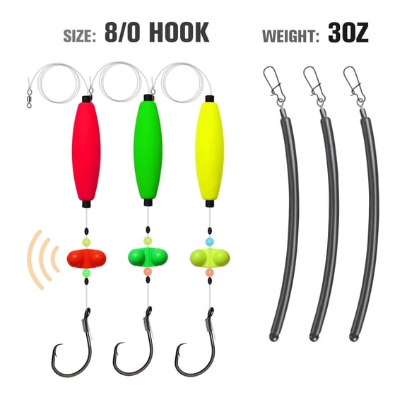 Catfish Float Rigs Santee Rig 8/0 Circle Hooks 3oz Dragging Weights Catfishing Tackle 6PCS