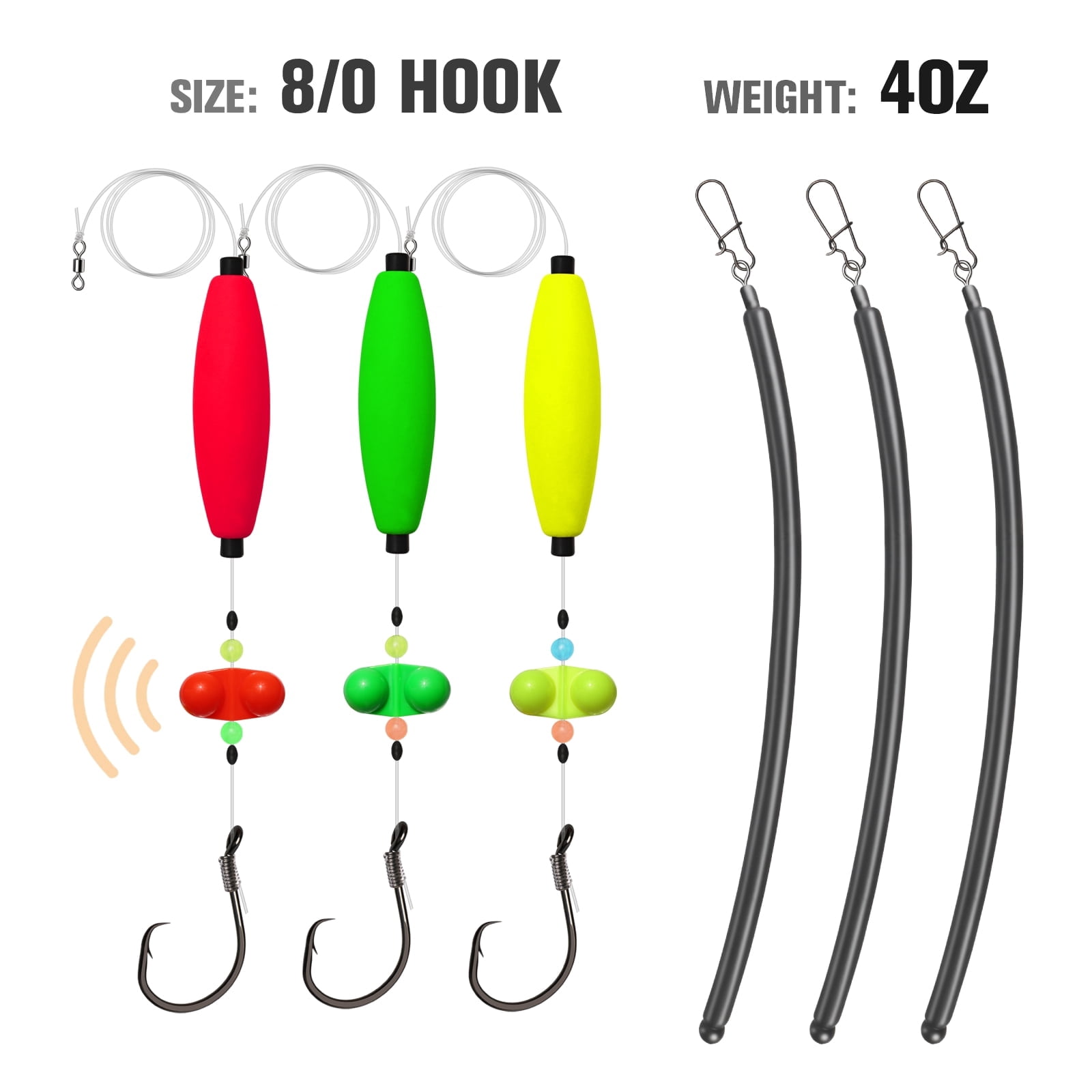 Catfish Rigs Kit Santee Rig 8/0 Hooks 4oz Weights Float Rattler Catfish ...