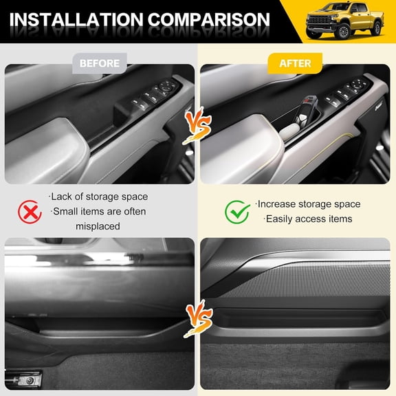 6PCS Center Console Organizer for 2022-2025 Chevy Chevrolet Silverado/ Sierra Shifter Gear Side Tray Door Handle Storage Box Phone Pocket Inserts Accessories