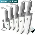 thumbnail image 1 of 6PCS Ceramic Knives Set for Kitchen 5-Piece Sharp Paring Knives with Covers and a Peeler,Sharp 6-inch Serrated Bread Knife Fruit Cutter 3", 4", 5" Inch, 1 of 9