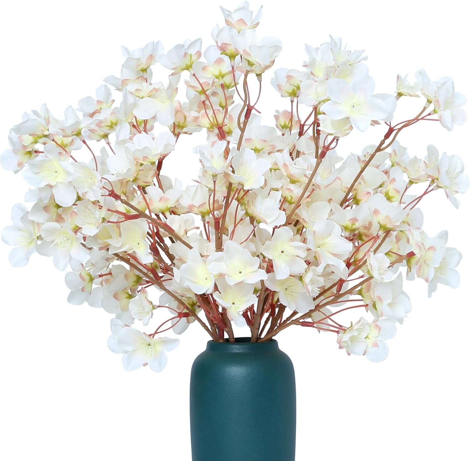 6PCS Cherry Blossom Branches, Artificial Cherry Blossom Flowers 16" Fake Silk Flower Faux Real Touch Bouquet for DIY Garden Home Wedding Party Decor