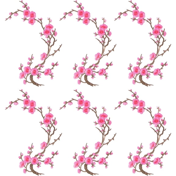 6PCS Cherry Blossom Iron Patch/On, Heat-Activated Adhesive Backing, Easy DIY Repair Trim for Backpacks Jeans Jackets and Dresses