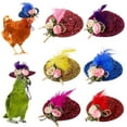 thumbnail image 1 of 6PCS Chicken Hats for Hens Tiny Pets Funny Chicken Accessories Feather Top Hat with Adjustable Elastic Chin Strap Rooster Duck Parrot Poultry Stylish Show Costum, 1 of 6