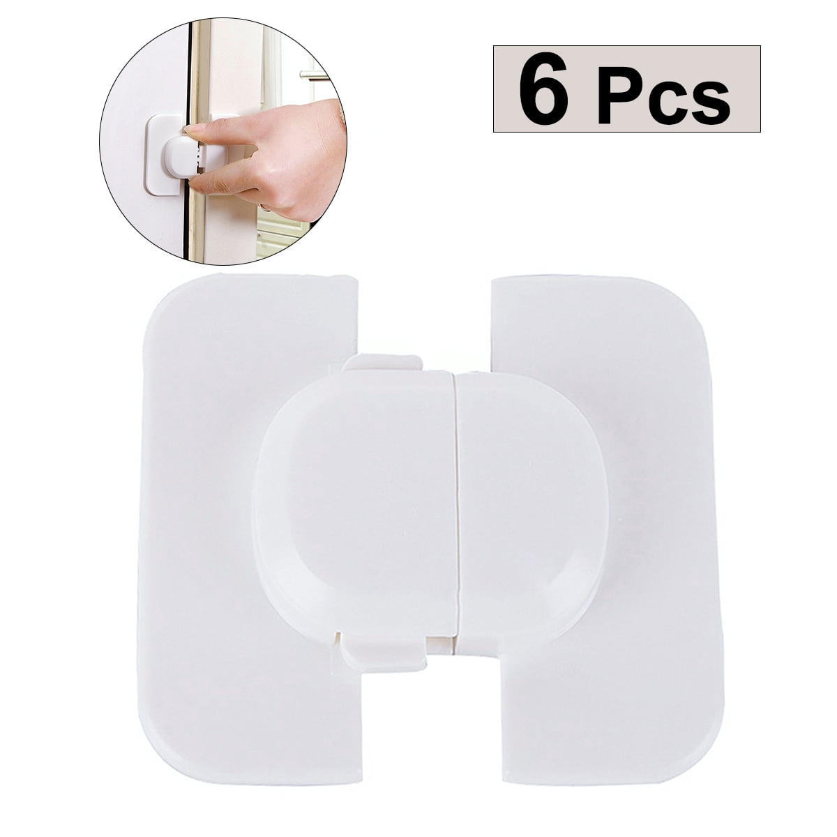 6PCS Child Safety Locks Baby Proof Locks for Refrigerators Doors Drawers (White