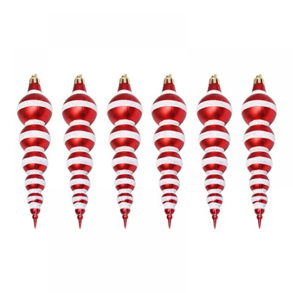 6PCS Christmas Ball Pendant Red Ball Xmas Tree Ornament Set Seasonal Holiday Wedding Party Decorations