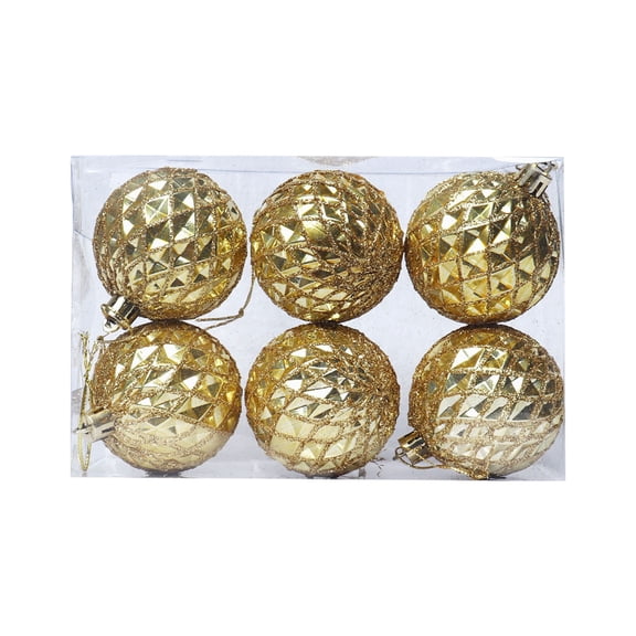 6PCS Christmas Balls Ornaments for Xmas Tree 4.7" Shatterproof Plastic Painting Glittering Hanging Ball Baubles Decorations for Christmas Tree Holiday Wedding Home Party Decor, Champagne
