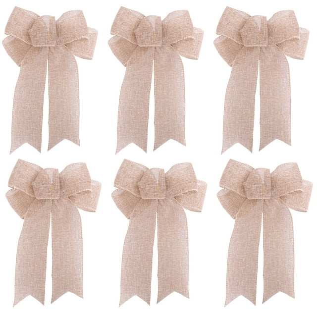 6PCS Christmas Bows Large Christmas Bows Xmas Wreath Ribbon Bows Tree