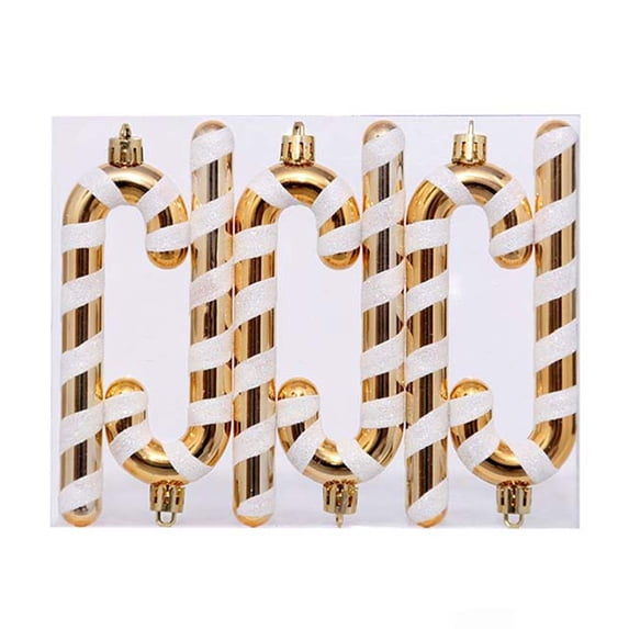 6PCS Christmas Candy Cane Ornaments for Tree Decor, Vintage Glitter Baubles for Wreath Garland, Shatterproof Classic Candy Decorations for Holiday Party Decor, 4.9IN