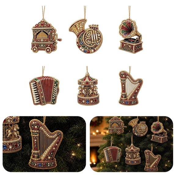 6PCS Christmas Diamond Art Kits for Adults, Crafts Hanging Ornaments for Christmas Tree, Xmas Tree Decoration Diamond Art Christmas Ornaments & Pearl Art Ornaments