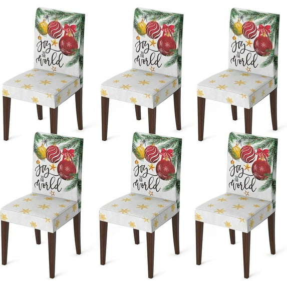 6PCS Christmas Dining Chair Covers,Christmas Balls Stretch Removable Washable Slipcover Chair Protector for Dining Room Home Decor