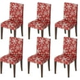 thumbnail image 1 of 6PCS Christmas Dining Red Chair Covers, Simple Snow Stick Figure Stretch Removable Washable Slipcover Chair Protector for Dining Room Home Decor, 1 of 6