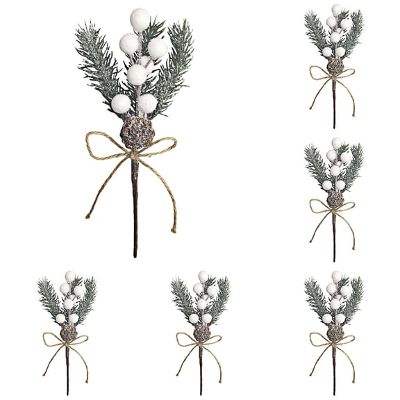 6PCS Christmas Floral Picks with Pinecones Berries,7.87INCH Artificial Evergreen Branches with Berry Stems for DIY Xmas Wreaths Christmas Decorations Crafts Festive Holiday Arrangements and Gifts