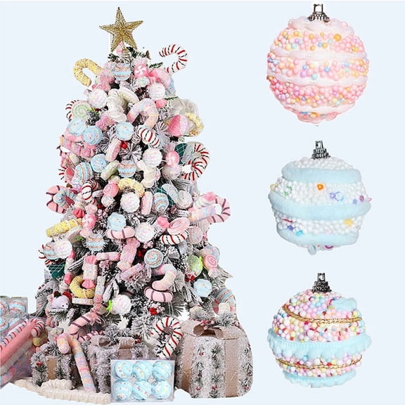 6PCS Christmas Foam Ball Ornaments - Festive Hanging Decor for Indoor Winter Parties, Home Living Room, Bedroom & Garden, Versatile Garland/Door/Window Christmas Decorations, B