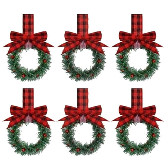 6PCS Christmas Kitchen Cabinet Wreaths with Berry
