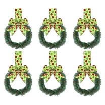6PCS Christmas Kitchen Cabinet Wreaths Plastic with Berry