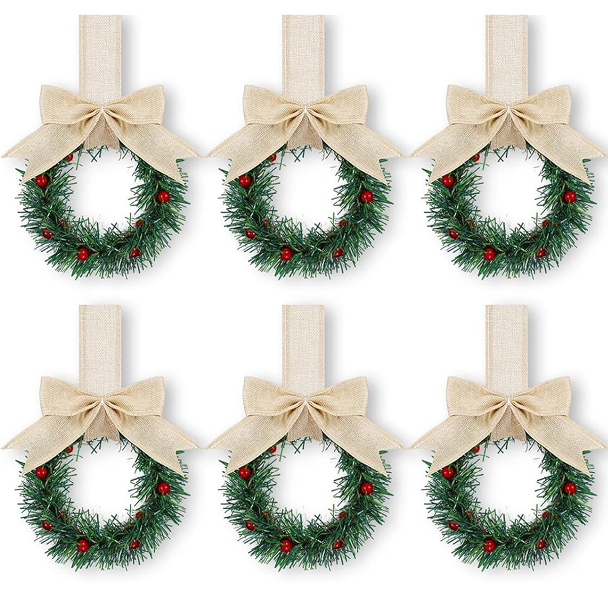 Dingion 6-Pack Mini Easter Wreaths - 4 Inch Artificial Spring Decor With Ribbon Bow For Doors, Windows, Tables, Farmhouse