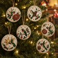 thumbnail image 1 of 6PCS Christmas Ornaments DIY Pearl Diamond Painting Kit, Rhinestone Art, Hemp Rope Included, Holiday Tree Decor, 6 Festive Designs, Pendant Style, 1 of 9