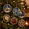 thumbnail image 1 of 6PCS Christmas Ornaments DIY Pearl Diamond Painting Kit, Rhinestone Art, Hemp Rope Included, Holiday Tree Decor, 6 Festive Designs, Pendant Style, 1 of 5