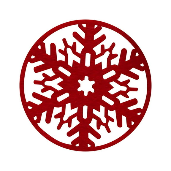 6PCS Christmas Snowflake Coasters - Festive Red Felt Drink Coasters Set for Holiday Table Decor, Party Supplies & Home Decorations
