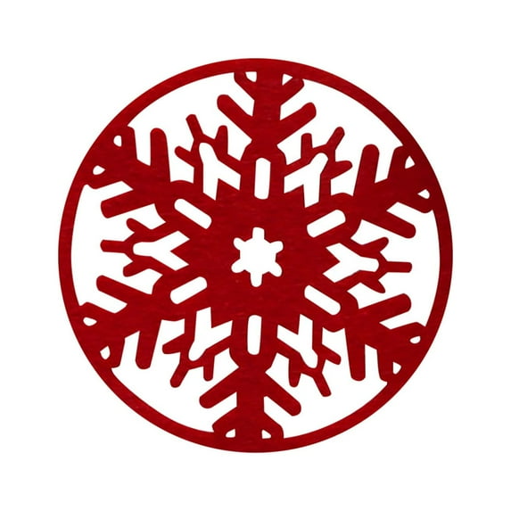 6PCS Christmas Snowflake Coasters - Festive Red Felt Drink Coasters Set for Holiday Table Decor, Party Supplies & Home Decorations