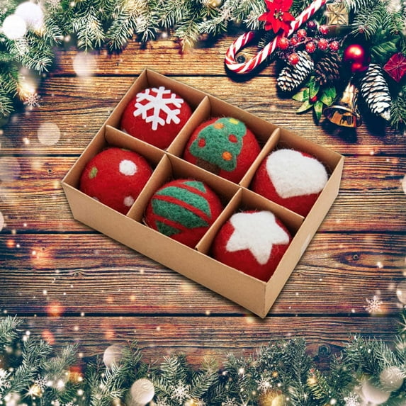 6PCS Christmas Tree Balls - Christmas Indoor Decorations for Home, Christmas Decoration Wool Snow Christmas Tree Decoration Christmas Decoration Props