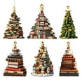 thumbnail image 1 of 6PCS Christmas Tree Book Ornaments Acrylic Tree Decor Ornaments Book Lover Gifts for Women Teacher Readers Bookworm Librarian Friends Christmas Hanging Decoration, 1 of 3
