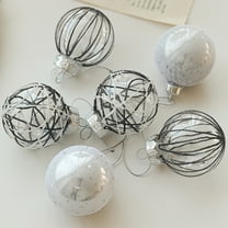 6PCS Christmas Tree Ornaments, Clear Glass Baubles with Gold Mesh & Star Designs, Elegant Holiday Hanging Decorations, Festive Tree & Wedding Decor