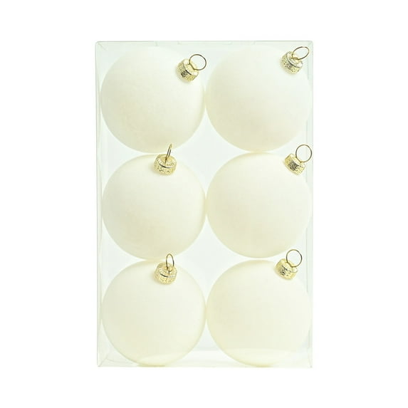 6PCS Christmas Velvet Flocked Tree Balls Ornaments 2.36-Inch for Xmas Tree, Shatterproof Hanging Christmas Balls Indoor Christmas Decorations