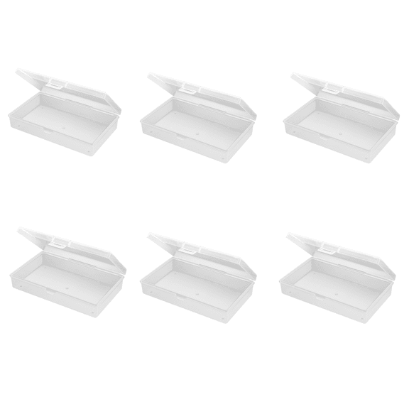 6PCS Clear Plastic Beads Storage Containers Box, Mini Plastic Case with Hinged Lids, Arts Crafts Storage Box for Beads