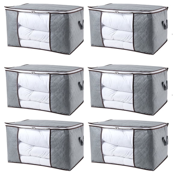 6PCS Clear Window Visual Storage Bags for Quilts, Blankets, Clothes & Bedding – Durable Non-Woven Fabric Dustproof Organizers ,Foldable, Space-Saving Design for Home, Travel Seasonal Storage C