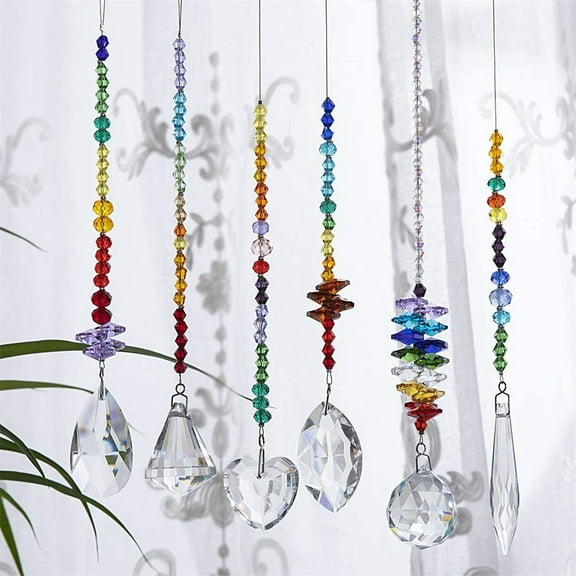 6PCS Color Rainbow Hanging Glass Pendant for Home Off Glass Decorations The Christmas Shoppe Garland Bead Garland Shiny Seashell Garland for Mantle Decorations Doll