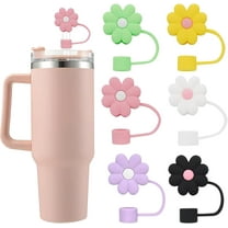 6PCS Colorful Flower Straw Covers Toppers Silicone Accessories for Cups 30&40 Oz Tumbler with Handle Reusable Straw Caps Tips for 0.4in Straws Dust-Proof Straw Lids