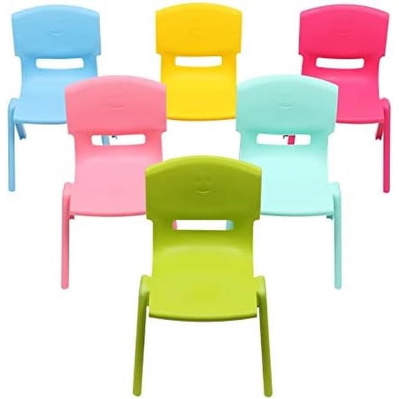 6PCS Colorful Stackable School Chairs with 11in Seat Height, Plastic Classroom Chairs for Kids, Indoor/Outdoor, Home, Preschool, Daycare$$Office