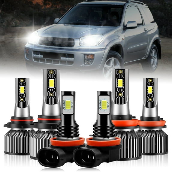6PCS Combo High Low Beam Fog light Kit For Mitsubishi Outlander Sport 2011-2019, 12000 Lumens 6000K White 9005/HB3+H8/H9/H11 LED Headlight Bulbs & H11 Fog Lamp