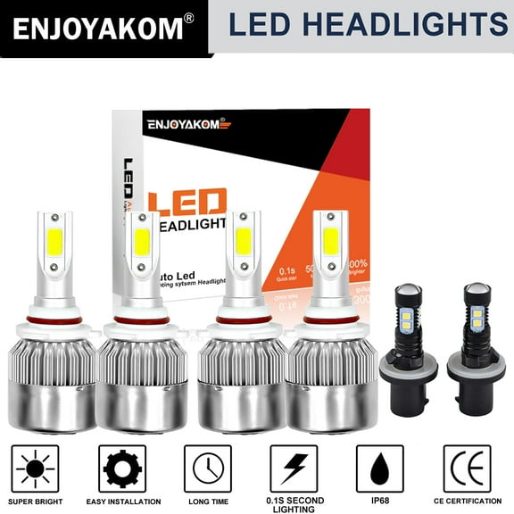 6PCS Combo High Low beam Fog Light Kit For Chevy Silverado 1500 2500 HD 1999-2002 9005 9006 LED Headlight Bulbs & 880 Fog Lamp 7600LM 6000K White