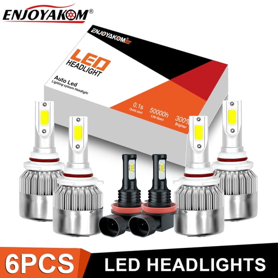 6PCS Combo High Low beam Fog Light Kit For Toyota Avalon 2013-2017 9005 9006 LED Headlight Bulbs & H11 Fog Lamp 7600LM 6000K White