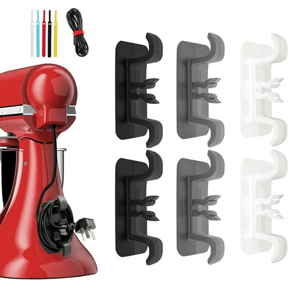 6PCS Cord Organizer for Appliances, Enhanced Design & Stronger Stickiness Cord Holder Cord Wrapper, Kitchen Appliance Cord Winder Stick on Stand Mixer, Coffee Maker, Air Fryer(Free 5PCS Cable Ties)
