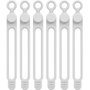 6PCS Cord Organizer Reusable Cable Straps Clips Wire Ties Charging Cord Power Cord Earphone Headphone Wrap Multipurpose ZFu168 (White, One Size)